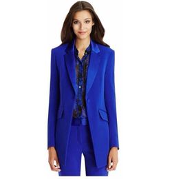 Women039s Suits Blazers Autumn Winter Office Lady Blazer Jacket Basic Elegant Ladies Royal Blue Pant Two Piece Custom Made Su6553628