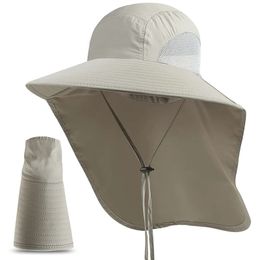 Summer Sun Hats UV Protection Outdoor Hunting Fishing Cap for Men Women Camping Visor Bucket Hat With Neck Flap Fisherman Hat 231229