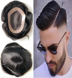 Wigs 1pc 7x9,2pcs 8x10 Mono Lace Wig for Black Men Toupee Mens Lace Stockings Mono with NPU Toupee Men Toupee Human Hair