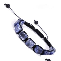 Beaded Woven Rectangar Yoga 7 Chakra Natural Stone Cube Strand Bracelets Adjustabel Bracelet Wrist Band For Women Fashion Jewellery Wi Dheyt