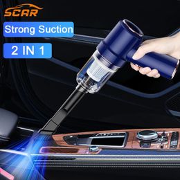 High Suction 2 in 1 Car Vacuum Cleaner Wireless Charging Air Duster Handheld Highpower For Home Office 231229