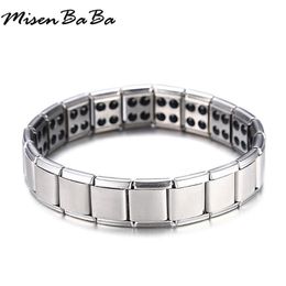 Magnetic Bracelets Stainless Steel Elastic Health Energy Balance Tourmaline Germanium Bracelet Bangle For Women Men Jewelry Gift244c