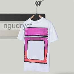 Ff 22ss Short-sleeved Arrowhead White Bow Ow Half-sleeved Tape Splash Ink Loose T-shirts for Men and WomenJ225JPAH JPAH