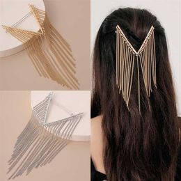 1PCS Elegant Crystal Long Tassel Chain Hairpin Barrettes For Women Hair Clip Hair Accessories226j