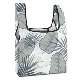 Shopping Bags Customizable Pattern Simple Leaf Print Foldable Food Handbags Bag Reusable Travel Grocery Portable