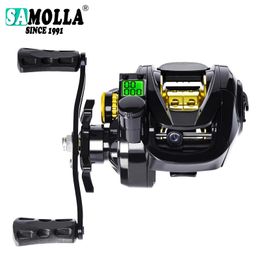 Rods Led Screen Electronic Fishing Reel Baitcasting High Speed 7.2:1 10kg Drag Waterproof Saltwater Jigging Cast Drum Wheel Casting