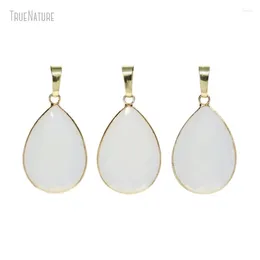 Pendant Necklaces 10Pcs Wholesale Faceted Gold Colour Opal Jewellery Drop Shape Teardrop