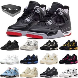 with box jumpman 4 basketball shoes 4s Bred Reimagined Military Black Cat Thunder Frozen Moments White Oreo Sail mens trainers womens sneakers sports