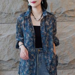 Women's Blouses Long Sleeve Shirts For Women Spring Summer Midi Blouse Bohemian Lapel Floral Button Printing Casual Stylish Elegant Tops