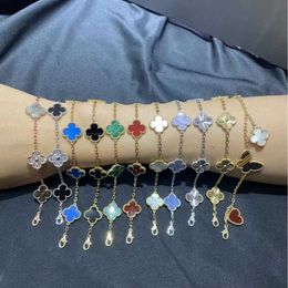 Designer Jewellery Luxury Bracelet Link Chain VanCa Kaleidoscope 18k Gold Van Clover Bracelet with Sparkling Crystals and Diamonds Perfect Gift for Women Girls ECW0