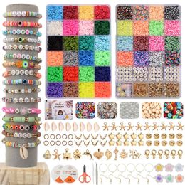 Lucite Acrylic Plastic Lucite 10000Pcs/Box 6mm Clay Bracelet Beads for Jewellery Making Kit Flat Round Polymer Clay Heishi Beads DIY Handma