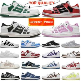 Top Low Skel Casual Shoes Black White Red Brown Tan Green Denim Slate Light Blue Grey Skeleton Women Men Sneakers Leather shoe