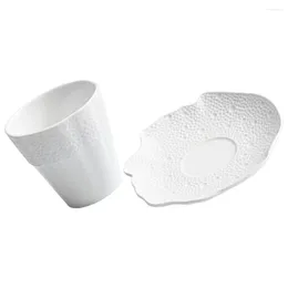 Dinnerware Sets Decor Water Cup Ceramic Saucer Milk Drinking European Style White Afternoon Tea Office