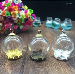 Pendant Necklaces 5sets Mixed Color 20mm Dia. Glass Globe Crown Tray Cap Set Wishing Vial Hollow 15mm Mouth Open Necklace