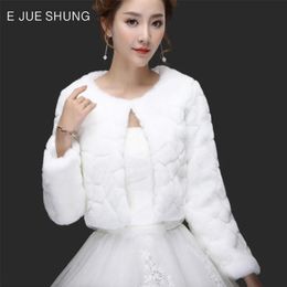 Jackets E Jue Shung White/red Winter Wedding Bolero Wedding Shawls Bridal Shrug Faux Fur Women Wraps Bridal Jacket Party Coat