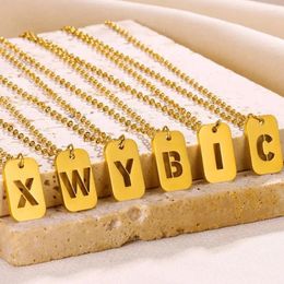 Pendant Necklaces Square A-Z Alphabet For Women Clavicle Chain Stainless Steel Initial Letter Necklace Collar Jewelry