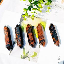 Natural Crystal Point Red Obsidian quartz Healing Magic Energy Polished Quartz Wand Tower Ornament for Home Decoration Gift