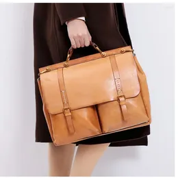 Briefcases VOLASSS Top Level Women Briefcase Bag Woman High Quality Handbag Cow Genuine Leather Female Luxury Laptop Bags MacBook HP