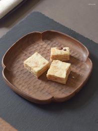 Plates Square Plate Handmade Whole Wooden Household Snack Small Dish Ins Pot With Black Walnut Saucer Serving Tray