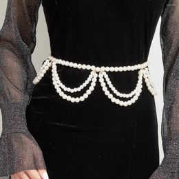 Belts Women Fashion Belt Hip Pearl Waist Chain Summer Dress Accessories Body