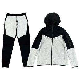 Felpe con cappuccio in pile Colore Sporwear Pantaloni con zip intera Set di tute Techs Fleeces Techfleeces Sport Pan Mens Designer Jacke Space Cotton Joggers 93