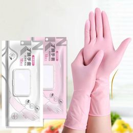 Pink Disposable Nitrile Gloves 30PCS Extended 12Inch Waterproof Household Food Kitchen Cleaning Gardening Beauty 231229