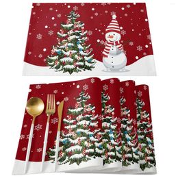 Table Napkin 4PC Christmas Mat American Light Luxury And Oil Proof Household Snowman Decorative Cloth