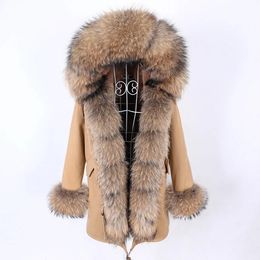 Jackets 2021 Real Fur Coat Winter Jacket Women Long Parka Waterproof Big Natural Raccoon Fur Collar Hood Thick Warm Faux Fur Liner