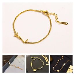 New Style Bracelets Women Bangle Luxury Designer Jewelry 18K Gold Plated Stainless steel Wedding Lovers Gift Wristband Cuff Chain 296J