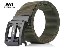 MEDYLA Mens Military Nylon Belt New Technology Automatic Buckle Hard Metal Tactical Belt for Men 3mm Soft Real Sports Belt 2103101596345