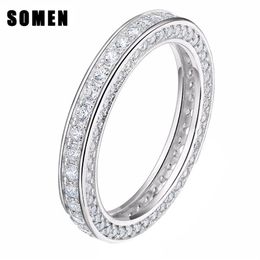 Somen Real 925 Sterling Silver Rings For Women Fashion Wedding Rings Engagement Band Queen Jewellery Sieraden Bague Mariage Femme J1314e