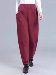 Women's Pants Autumn/Winter Large Size Wear Soft And Lightweight Pure Cotton Elastic Waist Warm Casual Trousers Z4333