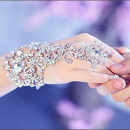 Bracelets Elegant Crystal Rhinestones Bridal Gloves Bracelet Wedding Glove Bride Party Prom Jewellery Wristband Glove Hot Selling