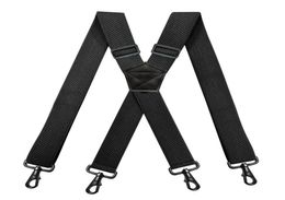 Mens Heavy Duty Work Suspenders 38cm Wide XShape with 4 Swivel Snap Hooks Adjustable Elastic Biker Snowboard Trouser Braces1840426