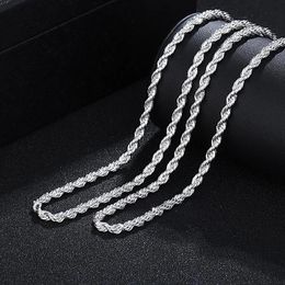 Chains Chains 925 Sterling Silver 16/18/20/22/24 Inch 4mm Twisted Rope Chain Necklace For Women Man Fashion Wedding Charm Jewelry