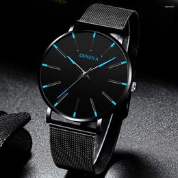 Wristwatches Sdotter Luxury Minimalist Men's Fashion Ultra Thin Watches Simple Men Business Stainless Steel Mesh Belt Quartz Watch Relogio