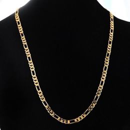 24K Gold Platinum Plated Chains 4 5mm Men's NK Links Figaro Necklace Chokers Vintage Jewelry278S