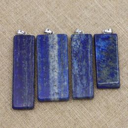 Pendant Necklaces Good Quality Natural Lapis Lazuli Quartz Stone Pendants Long Strip DIY Jewellery Charm Making Wholesale Necklace 10Pcs