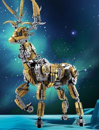 Custom Toy Deer Decor Mechanical elk model Kit Build Block Deer Plastic Toy Ornaments Building Blocks DIY Toy for Kid Christmas Gift 3D Deer Hunt Vend Machine