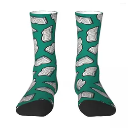 Men's Socks All Seasons Crew Stockings Bookish Reading Pattern In Jade Harajuku Long Accessories For Men Women Christmas Gifts