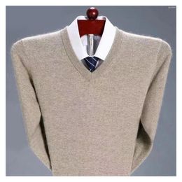 Men's Sweaters Men Cashmere Sweater Long Sleeve V-Neck Jumpers Male Warm Clothes Korean Pull Homme Hiver Pullover Knitted 4XL