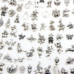 Assorted 100 Designs Animal Charms Cat Pig Bear Bird Snake Horse Dog Squirrel Swan Ox Pendants For DIY Necklace Bracelet Jewelr2122