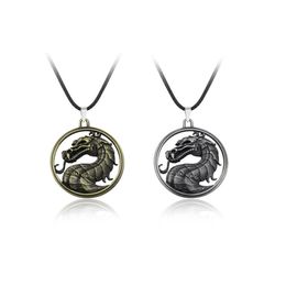 Mortal Kombat necklace dragon vintage pendant movie video game Jewellery Men Women242u