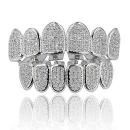 single tooth grill Diamond Braces Vampire Teeth Hip Hop Personality Fangs Teeth Gold Silver Teeth Women&men Dental Grills Jewelry246Q