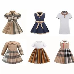 Baby Girls Dress Spring Fall Kids Plaid Long Sleeve Dresses TurnDown Collar Girl Skirts Children Clothes4871698