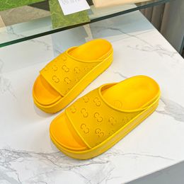 Platform slippers ice cream color sandal flip flops classic letter designer women rubber leather slippers thick bottoms luxury summer beach sandals slides