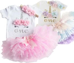 Toddler Baby Girl It039s My First 1st Birthday Tulle Tutu Dress Outfits Summer Unicorn Party Infant Clothing Little Baby Clothe7759167