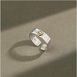 S925 sterling silver smiley face retro smile open female ring280r