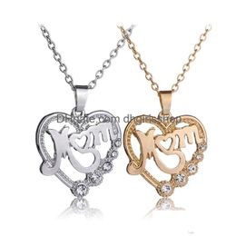 Pendant Necklaces Mom Heart Necklace Love Diamond Fashion Accessories Mothers Day Thanksgiving Christmas Gift Drop Delivery Jewellery P Dhly9