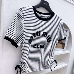 Women's Hoodies & Sweatshirts Mm23 Summer Fashion Letter Temperament Casual Versatile Drawstring Slimming Stripe Short Sleeve